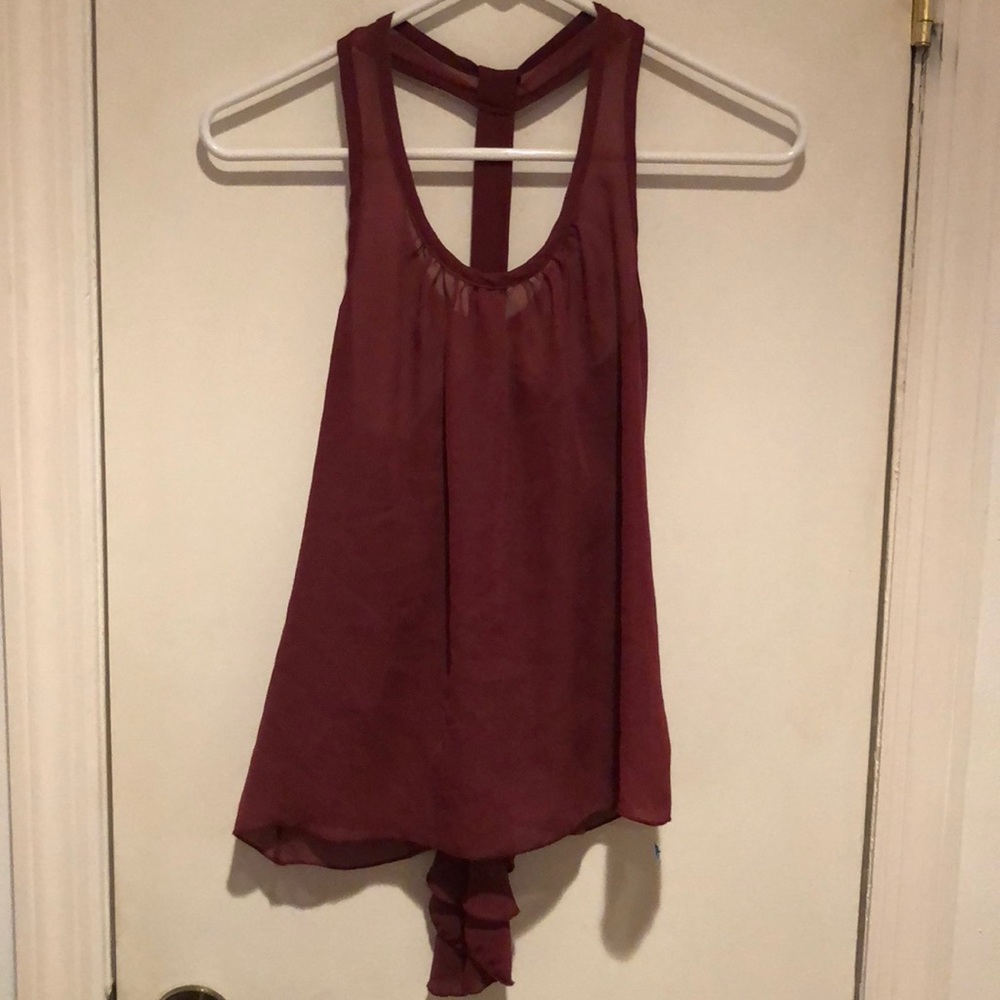 Charlotte Russe Maroon Chiffon Tank with Bow